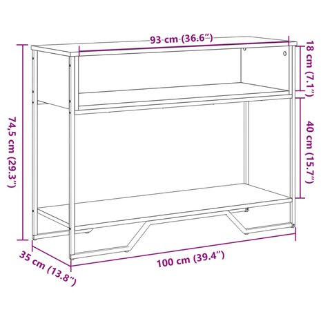 Wandtafel 100x35x74,5 cm bewerkt hout grijs sonoma eikenkleurig 9