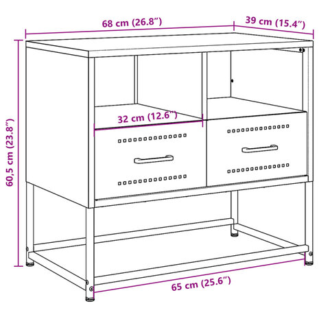 Tv-meubel 68x39x60,5 cm staal mosterdgeel 12