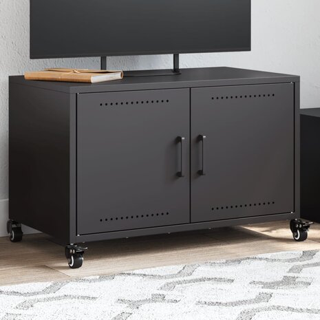 Tv-meubel 68x39x43,5 cm koudgewalst staal zwart 1