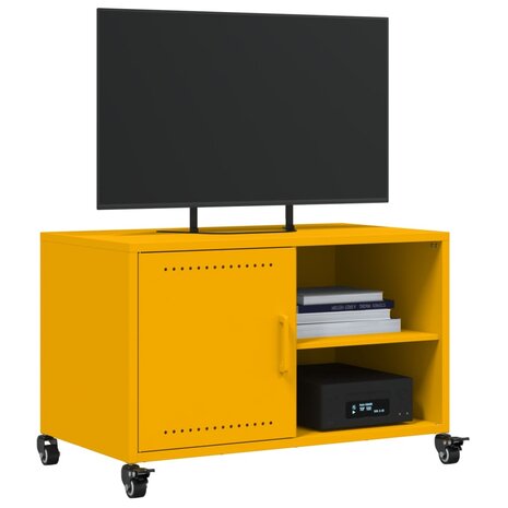 Tv-meubel 68x39x43,5 cm koudgewalst staal mosterdgeel 4