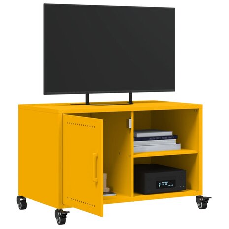 Tv-meubel 68x39x43,5 cm koudgewalst staal mosterdgeel 5