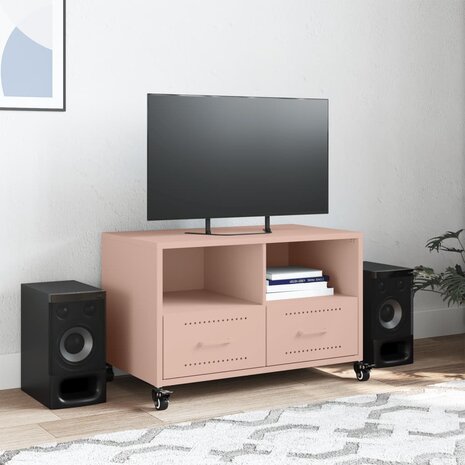 Tv-meubel 68x39x43,5 cm koudgewalst staal roze 3