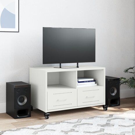 Tv-meubel 68x39x43,5 cm koudgewalst staal wit 3