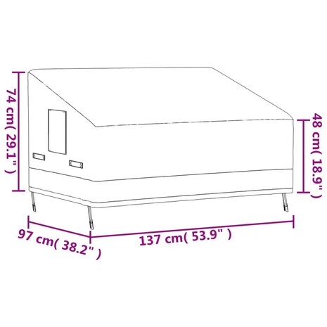 Tuinhoezen 2 st voor 2-zitsbank 600D 137x97x48/74 cm oxford 12