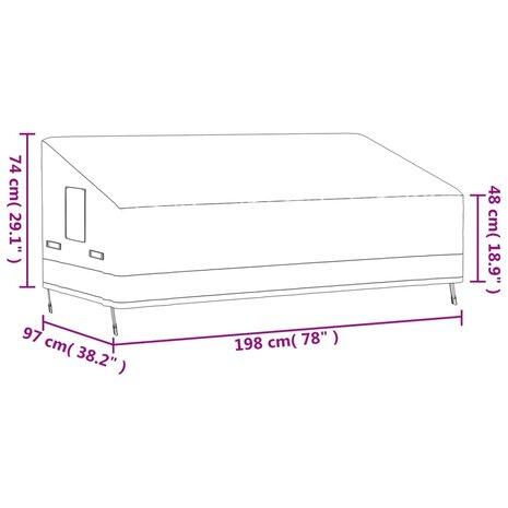 Tuinhoes 3-zitsbank 420D 198x97x48/74 cm oxford beige 11