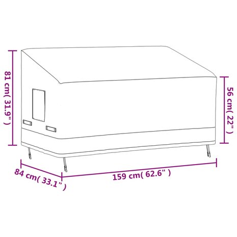 Tuinhoes 3-zitsbank 600D 159x84x56/81 cm oxford beige 11