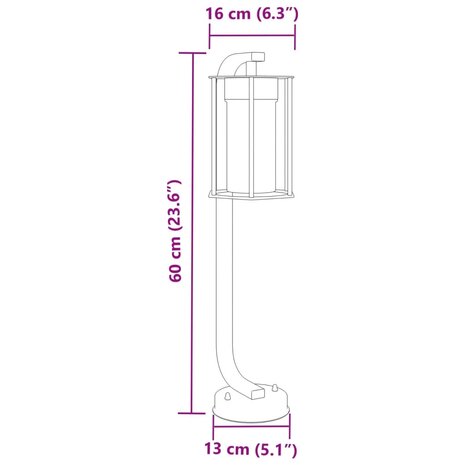 Vloerlamp voor buiten 60 cm roestvrij staal zwart 7