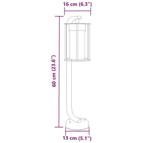 Vloerlamp voor buiten 3 st 60 cm roestvrij staal zwart 7