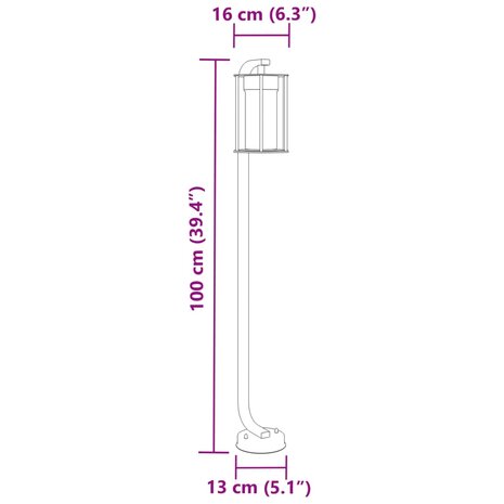 Vloerlamp voor buiten 100 cm roestvrij staal zwart 7