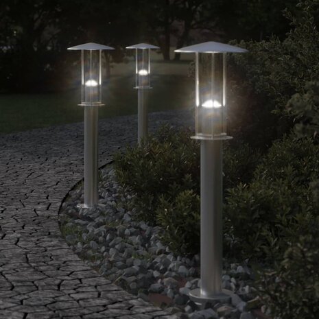 Buitenvloerlamp 60 cm roestvrijstaal zilverkleurig 1