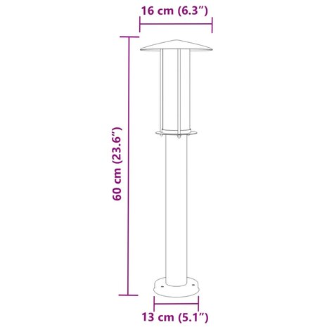 Buitenvloerlamp 60 cm roestvrijstaal zilverkleurig 7