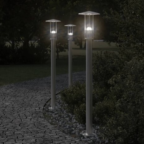 Vloerlamp voor buiten 100 cm roestvrijstaal zilverkleurig 1