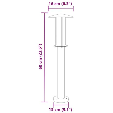 Vloerlamp voor buiten 60 cm roestvrij staal zwart 7