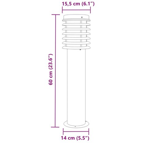 Buitenvloerlamp 60 cm roestvrijstaal zilverkleurig 7