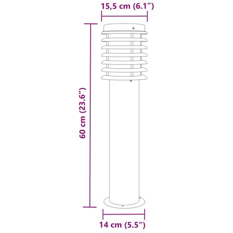 Vloerlamp voor buiten 3 st 60 cm roestvrij staal zilverkleurig 7