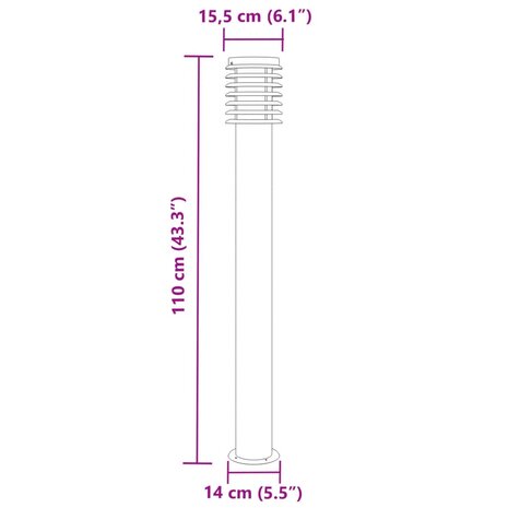 Vloerlamp voor buiten 110 cm roestvrijstaal zilverkleurig 7