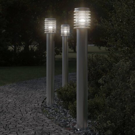 Vloerlamp voor buiten 3 st 110 cm roestvrijstaal zilverkleurig 1