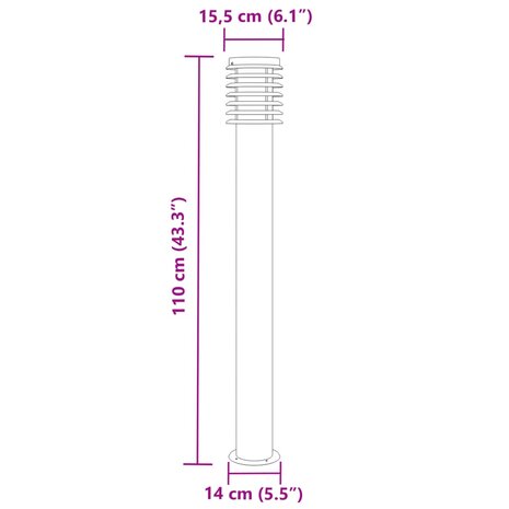 Vloerlamp voor buiten 110 cm roestvrijstaal zwart 7