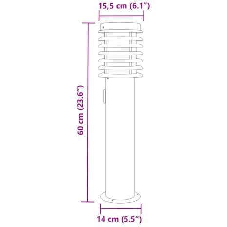 Buitenvloerlampen 3 st stopcontact 60 cm roestvrijstaal zilver 7