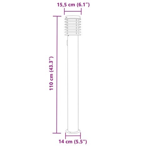 Buitenvloerlamp met stopcontact 110 cm roestvrijstaal zilver 7