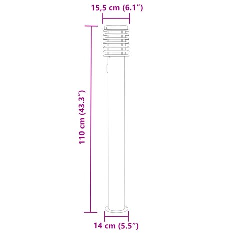 Buitenvloerlampen 3 st stopcontact 110 cm roestvrijstaal zilver 7