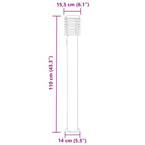 Buitenvloerlamp met stopcontact 110 cm roestvrijstaal zwart 7