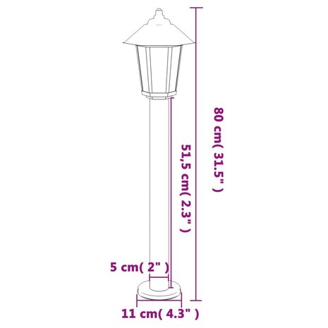 Buitenvloerlamp 80 cm roestvrijstaal zilverkleurig 7