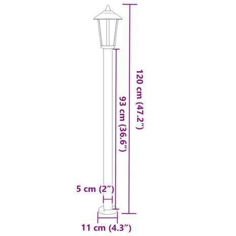 Vloerlamp voor buiten 120 cm roestvrijstaal zilverkleurig 7