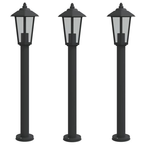 Vloerlamp voor buiten 3 st 80 cm roestvrijstaal zwart 2