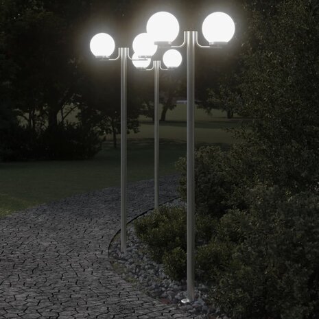 Buitenvloerlampen 3 st 215 cm roestvrij staal zilverkleurig 1