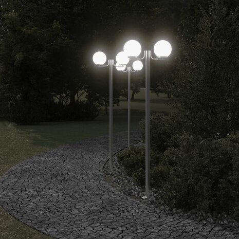 Buitenvloerlampen 3 st 215 cm roestvrij staal zilverkleurig 3