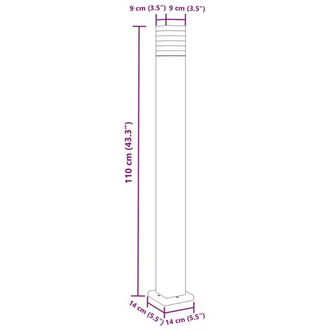 Buitenvloerlamp 110 cm aluminium zwart 7