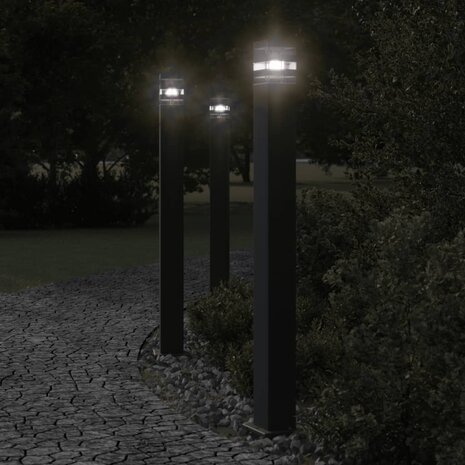 Vloerlampen voor buiten 3 st 110 cm aluminium zwart 1