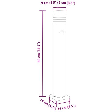 Vloerlamp voor buiten met sensor 80 cm aluminium zwart 7