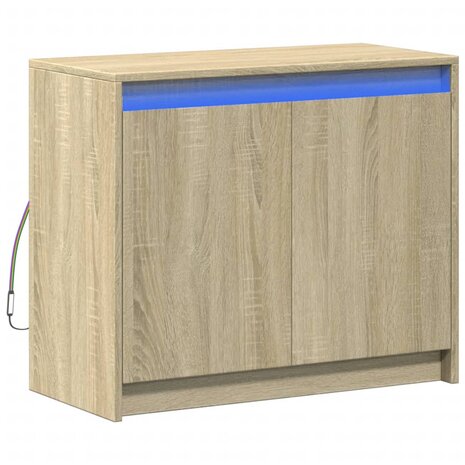 Dressoir met LED 72x34x61 cm bewerkt hout sonoma eikenkleurig 3