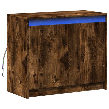 Dressoir met LED 72x34x61 cm bewerkt hout gerookt eikenkleurig 3