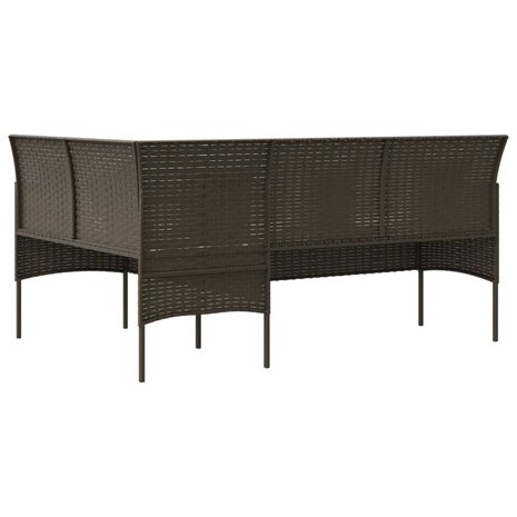 Loungebank met kussens L-vormig poly rattan bruin 5