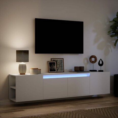 Tv-wandmeubel met LED-verlichting 180x31x39,5 cm wit 5