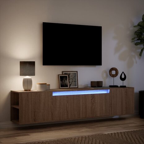 Tv-wandmeubel met LED 180x31x39,5 cm bruin eikenkleur 5