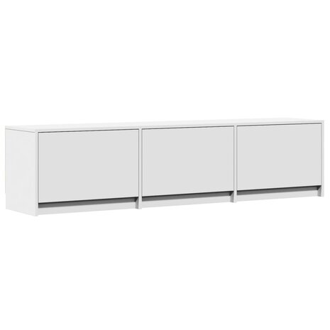 Tv-meubel met LED 165x34x40 cm bewerkt hout wit 3