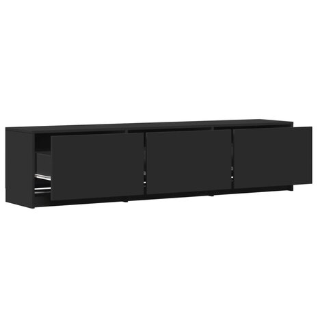 Tv-meubel met LED 165x34x40 cm bewerkt hout zwart 9