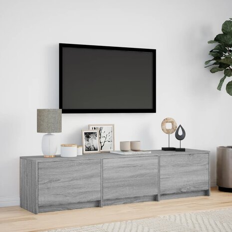 Tv-meubel met LED 165x34x40 cm bewerkt hout grijs sonoma eiken 4