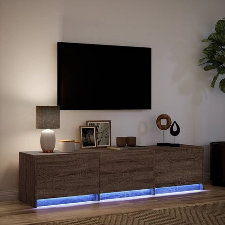 Tv-meubel met LED 165x34x40 cm bewerkt hout bruin eikenkleurig 5