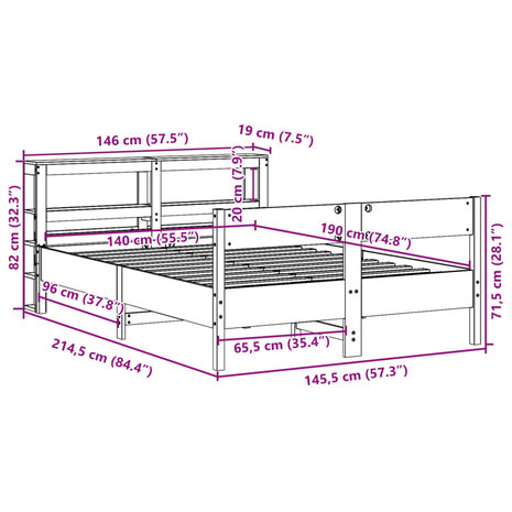 Bed met matras massief grenenhout wasbruin 140x190 cm 12