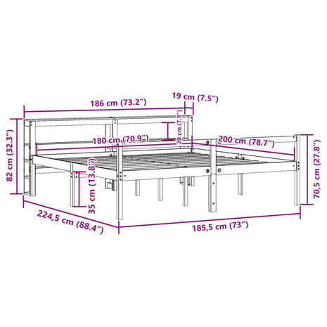 Seniorenbed met hoofdbord massief grenenhout 180x200 cm 12