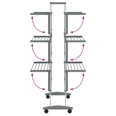 Droogrek met wieltjes 89x64x129 cm aluminium 6