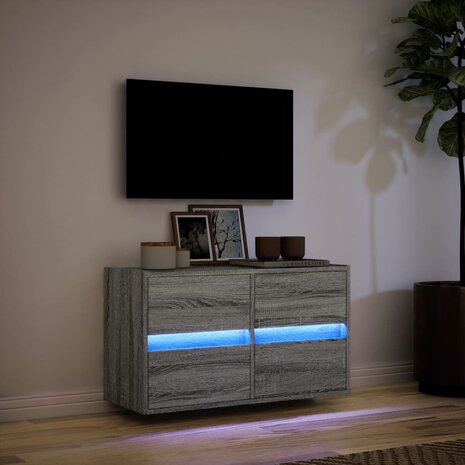 Tv-wandmeubel met LED 80x31x45 cm grijs sonoma eikenkleurig 5