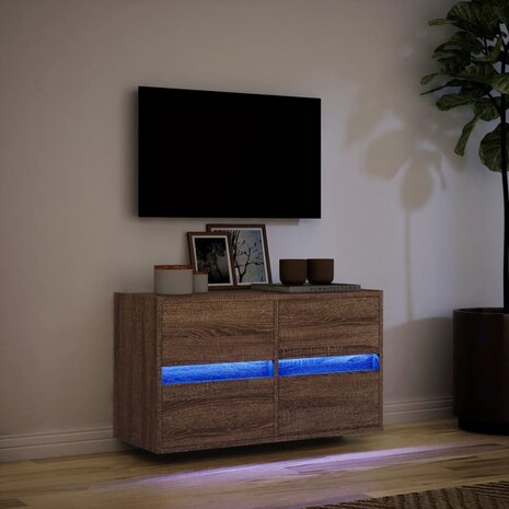 Tv-wandmeubel met LED-verlichting 80x31x45 cm bruin eikenkleur 5