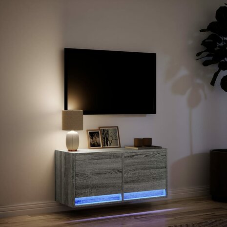 Tv-wandmeubel met LED 80x31x35 cm grijs sonoma eikenkleurig 5