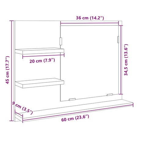 Badkamerspiegel 60x10,5x45 cm spaanplaat sonoma eikenkleurig 10